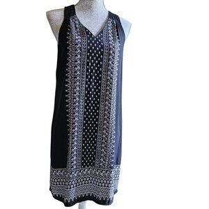 Old Navy Women`s Black & White Sleeveless Shift Dress Size M Rayon